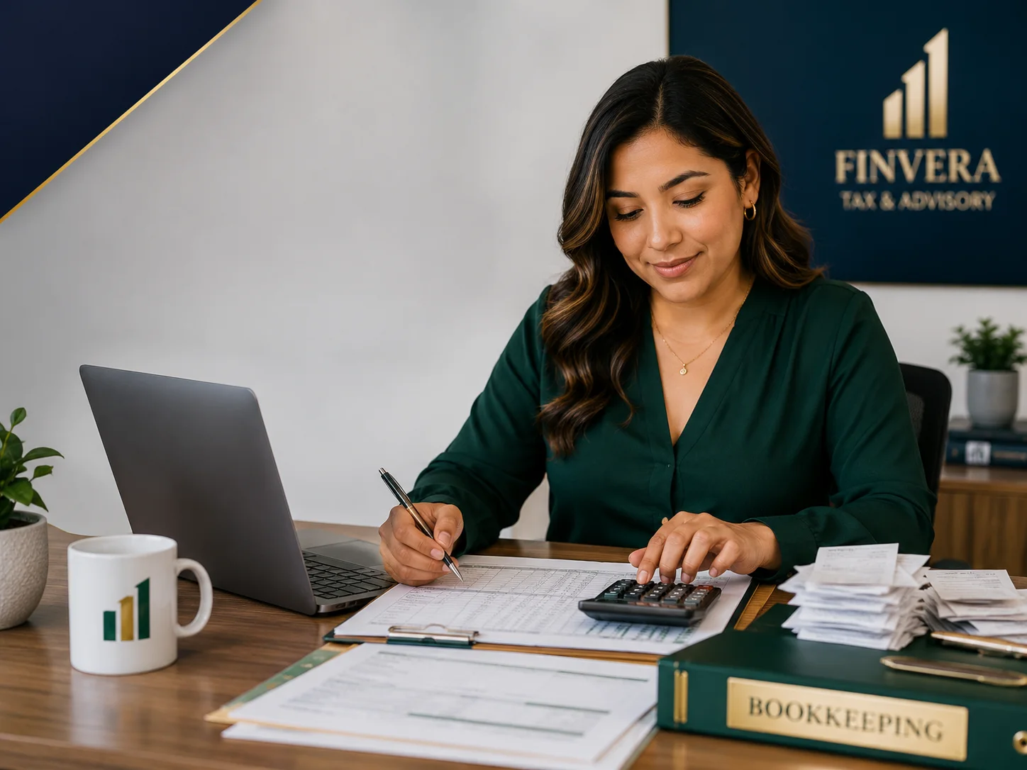 Bookkeeping y Contabilidad con recibos organizados para pequeño negocio